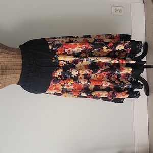 Biographie szXL Crochet Floral Print Full Maxi Skirt BinB